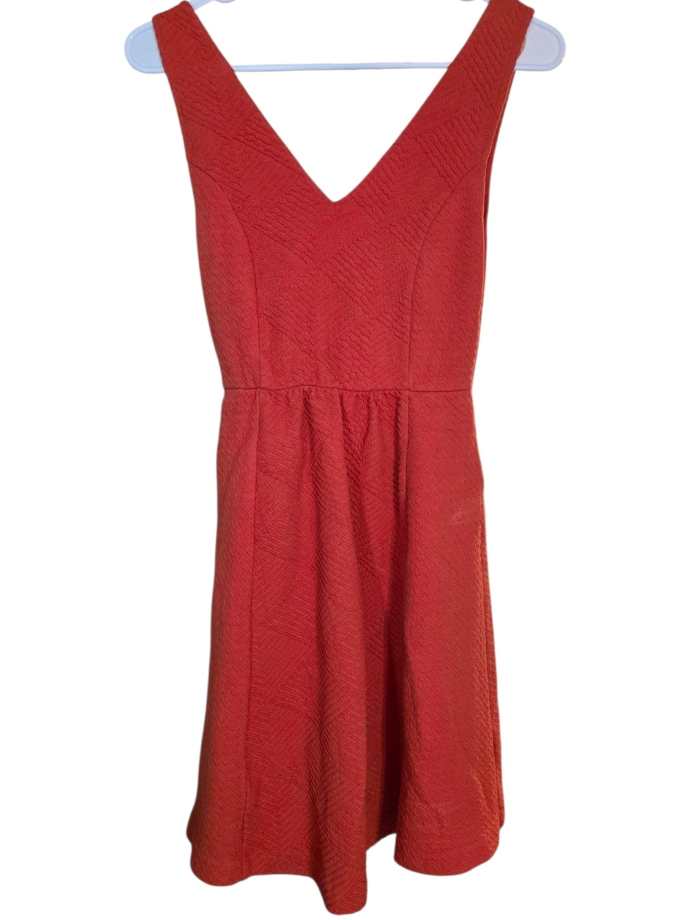 Maeve Orange Textured V-Neck Sleeveless A-Line Dress